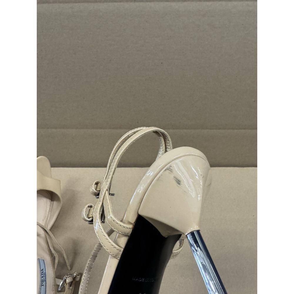 Prada Womens Patent Leather Strap Sandals Beige Size 39 - Picture 10 of 10